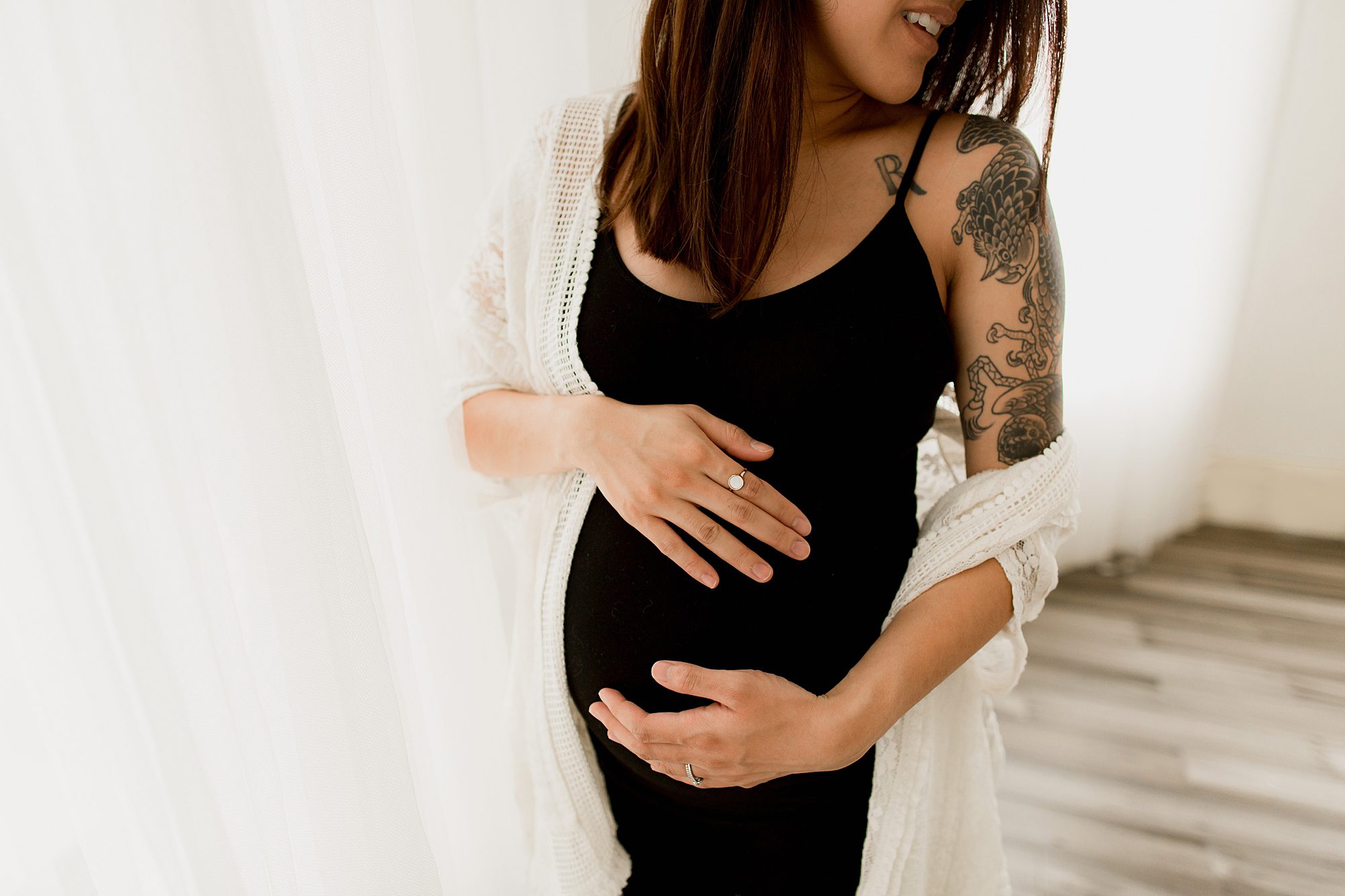 indoor studio maternity session puyallup wa