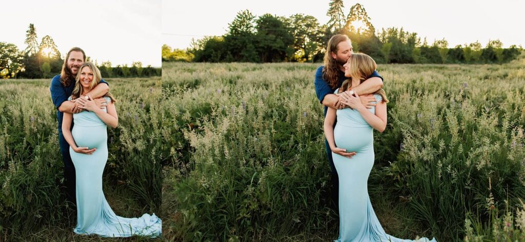 maternity gown sunset session seattle