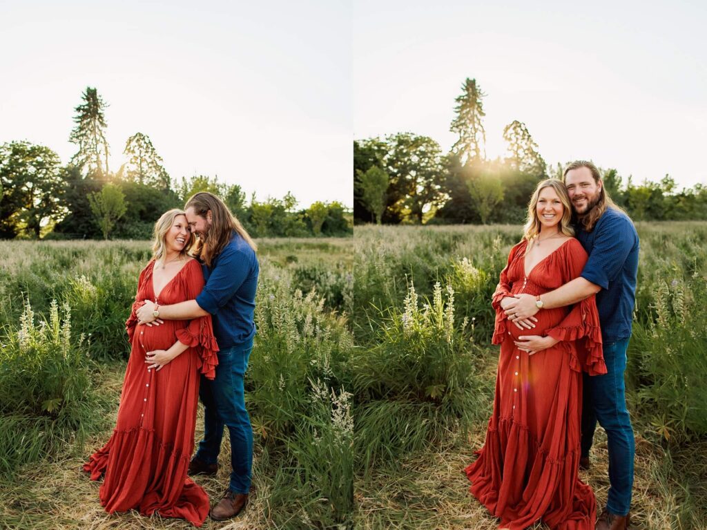 maternity photographer in puyallup at lupine field
