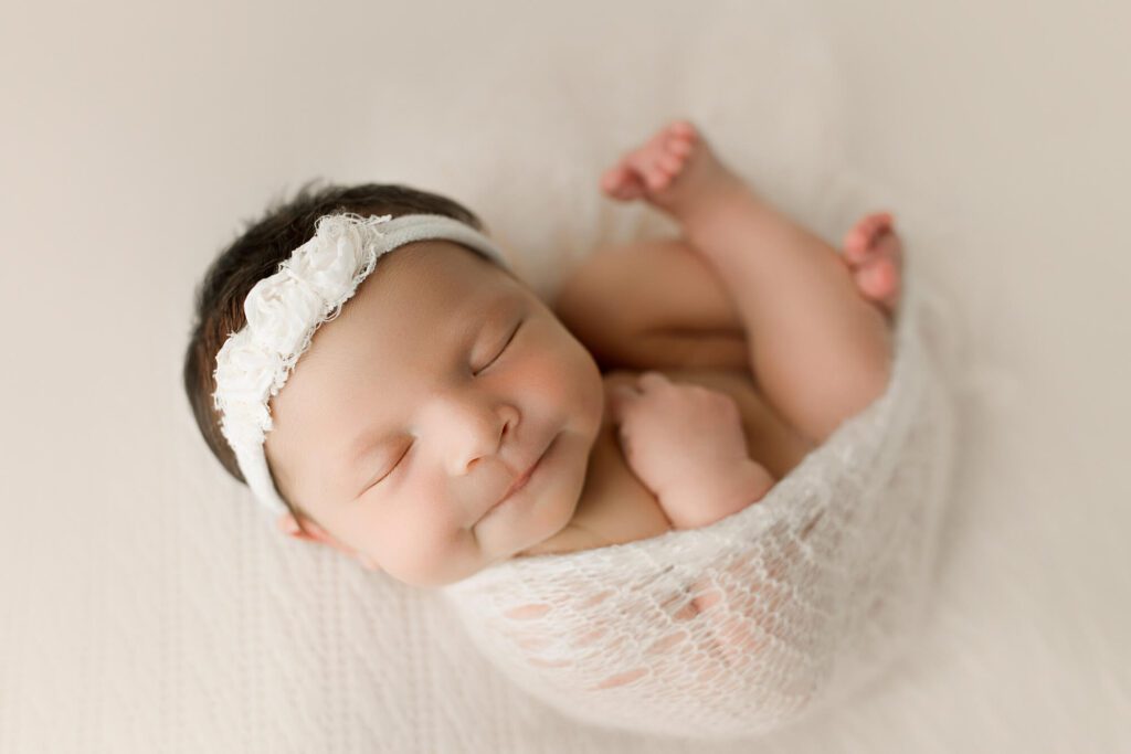 beautiful baby girl neutral newborn photos in puyallup studio