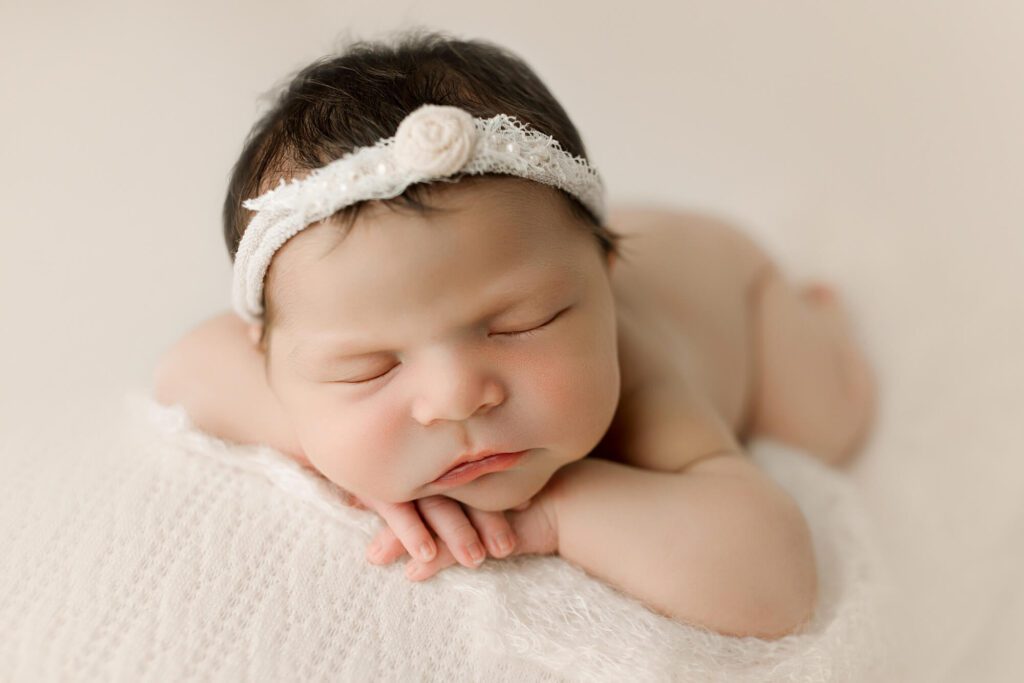 beautiful baby girl neutral newborn photos in puyallup studio