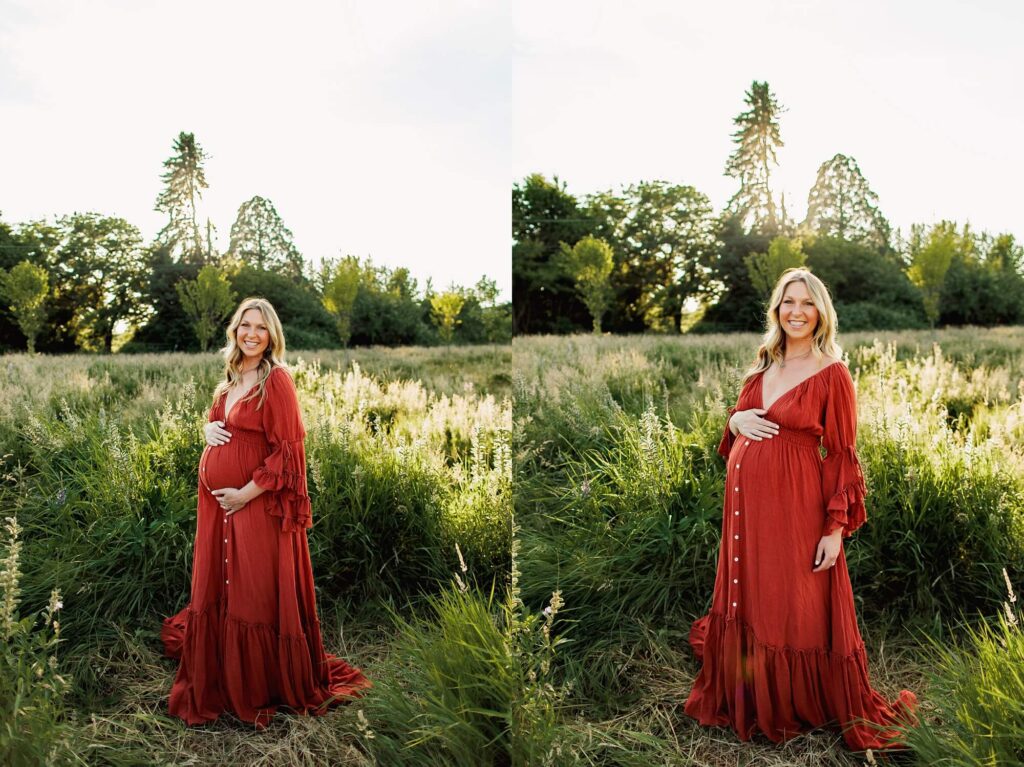 seattle maternity photographer at sunset