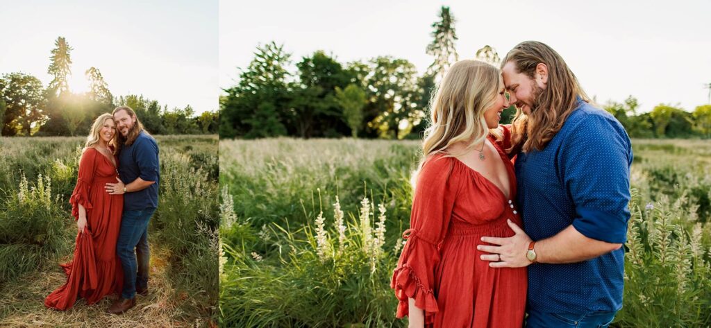 sunset maternity session in puyallup at the farm 12 lupine fields