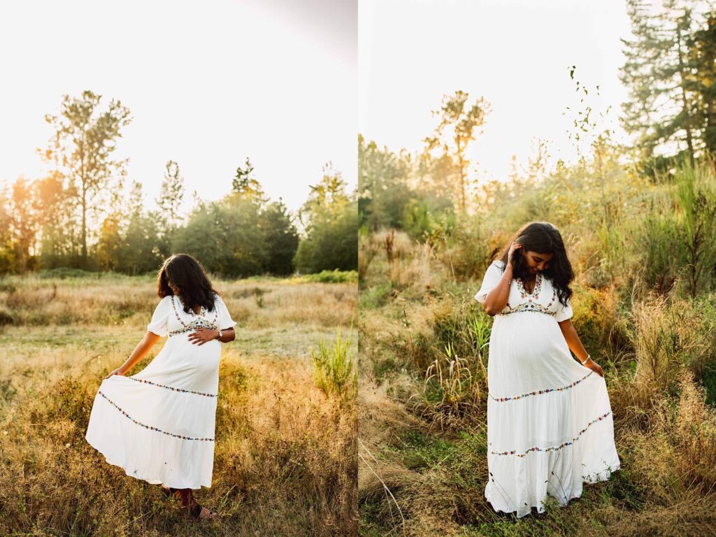 Indian couple maternity session at sunset in Puyallup WA