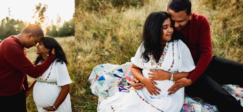 Indian couple maternity session at sunset in Puyallup WA