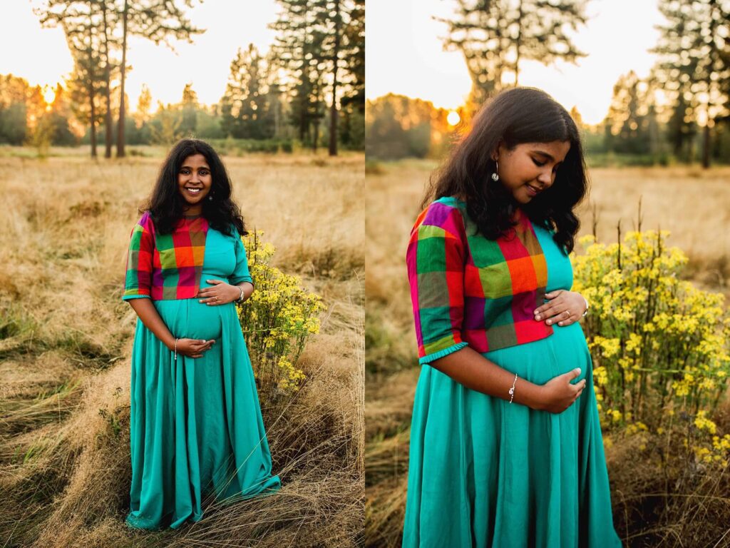 Indian couple maternity session at sunset in Puyallup WA