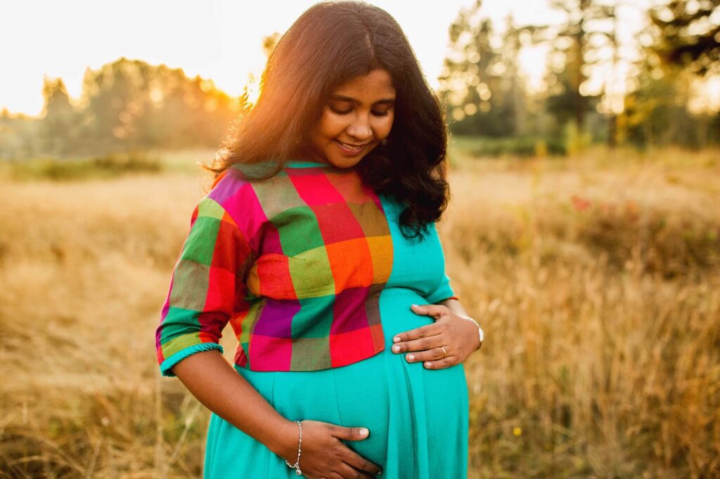 Indian couple maternity session at sunset in Puyallup WA