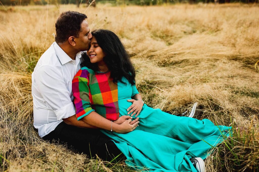 Indian couple maternity session at sunset in Puyallup WA