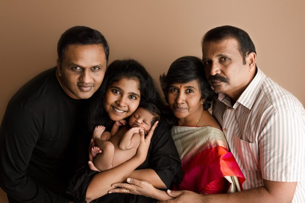 Indian family newborn photography session in puyallup wa studio