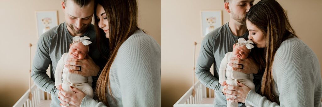 auburn family newborn in home lifestyle session with baby girl and dog