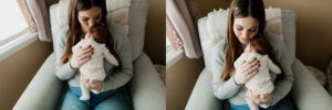 auburn family newborn in home lifestyle session with baby girl and dog
