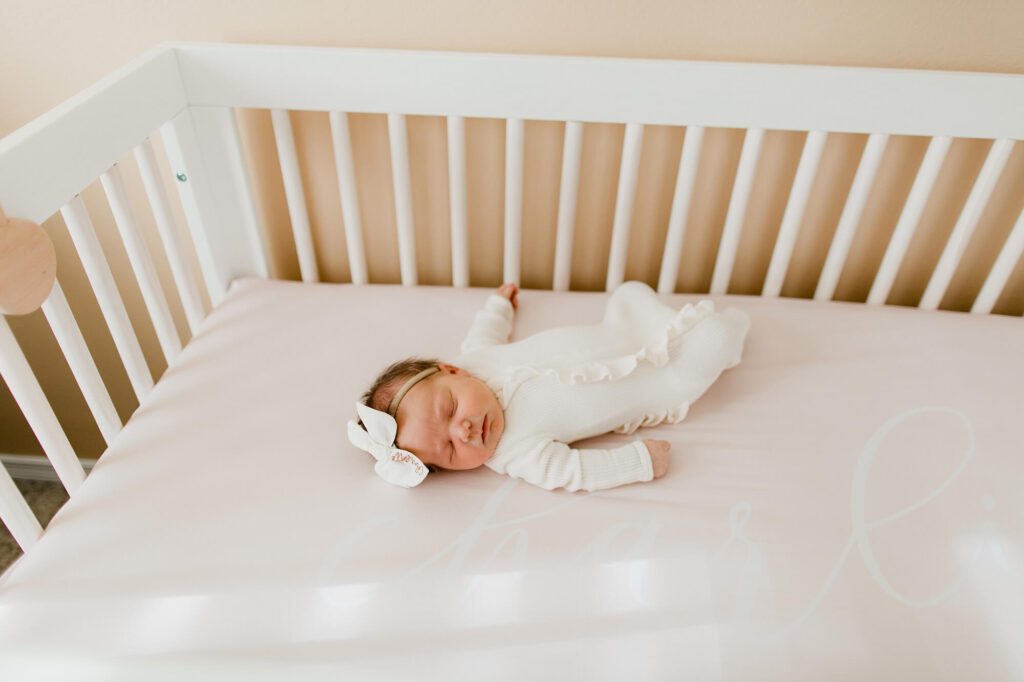 auburn family newborn in home lifestyle session with baby girl and dog