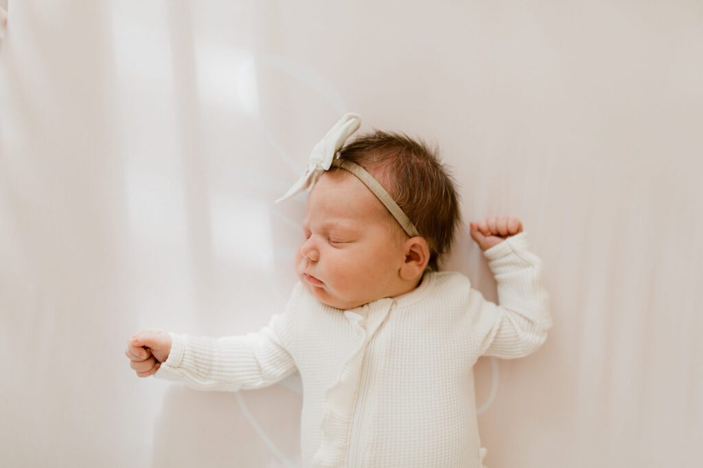 auburn family newborn in home lifestyle session with baby girl and dog