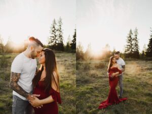 sunset maternity session in puyallup wa by best newborn photographer Christina Mae Photography