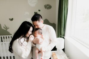 edmonds seattle lifestyle newborn family session with baby boy and dog