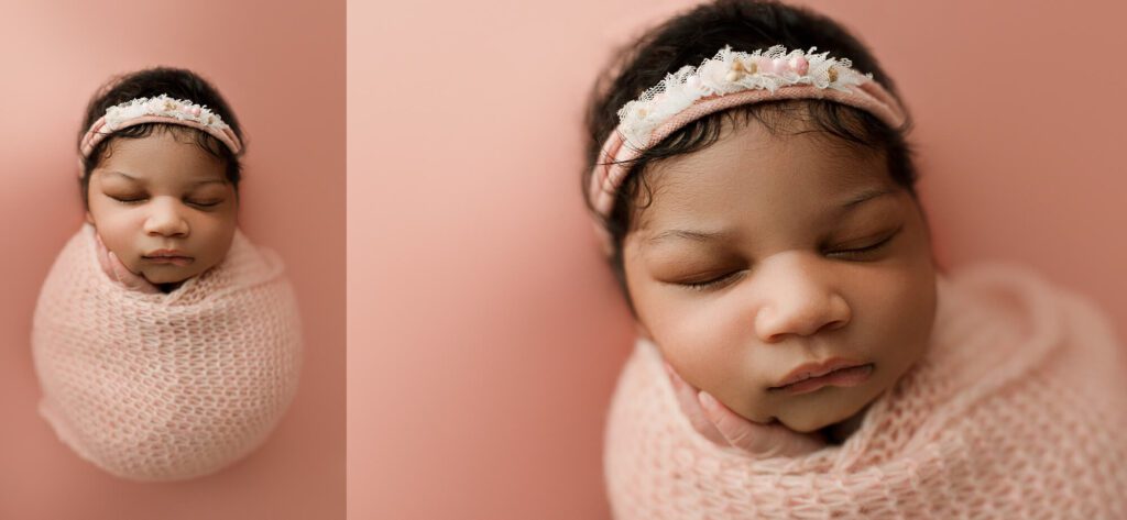 Seattle newborn photographer photos of baby girl in photography studio