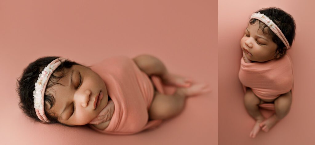 Seattle newborn photographer photos of baby girl in photography studio