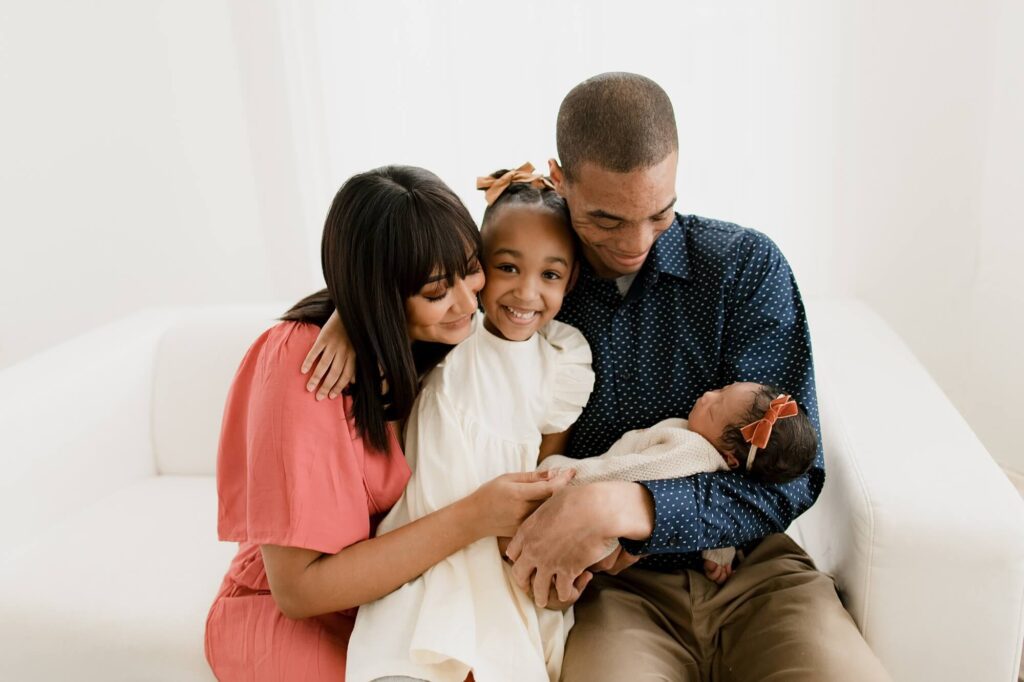 lifestyle newborn family photo session in Puyallup, WA at Christina Mae Photography studio