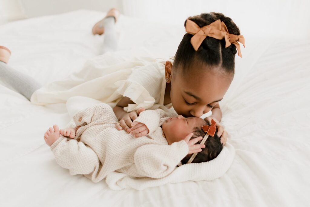 lifestyle newborn family photo session in Puyallup, WA at Christina Mae Photography studio