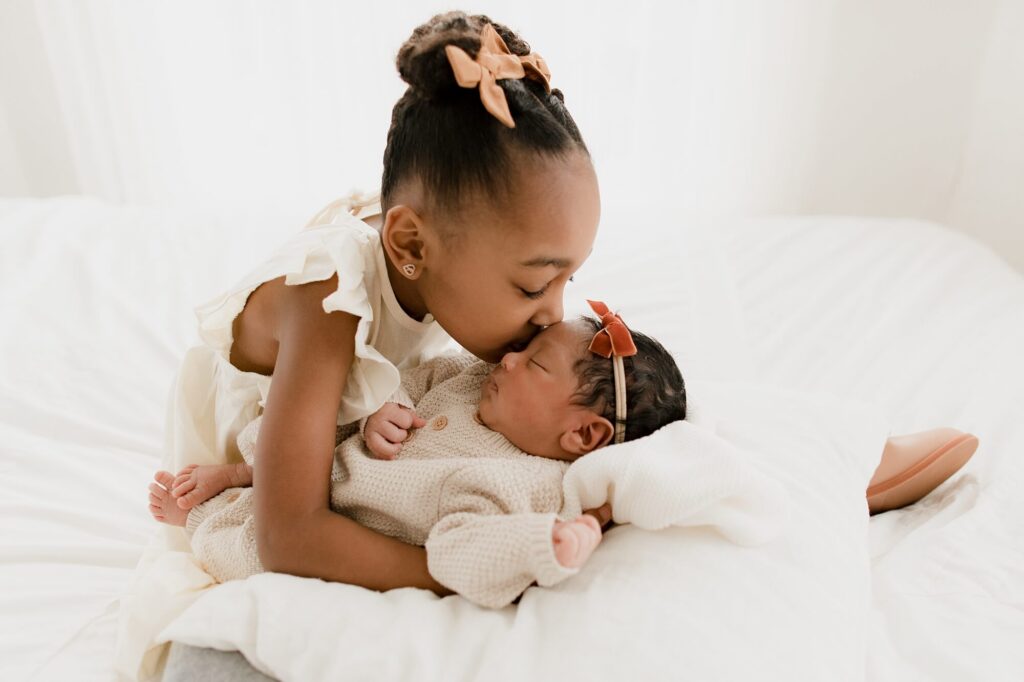 lifestyle newborn family photo session in Puyallup, WA at Christina Mae Photography studio