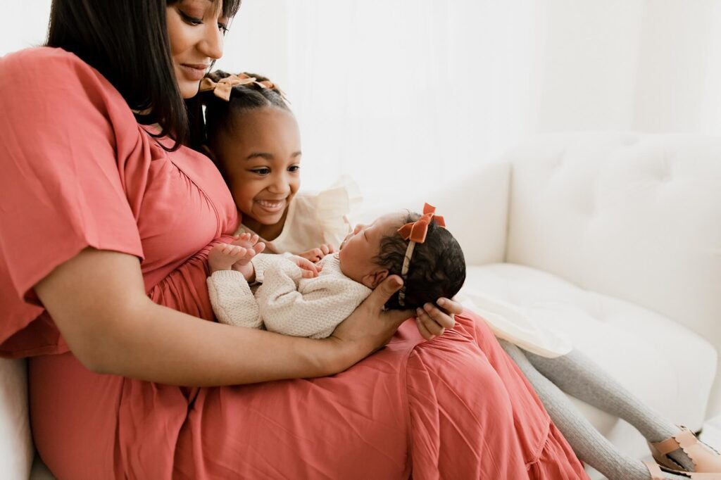 lifestyle newborn family photo session in Puyallup, WA at Christina Mae Photography studio