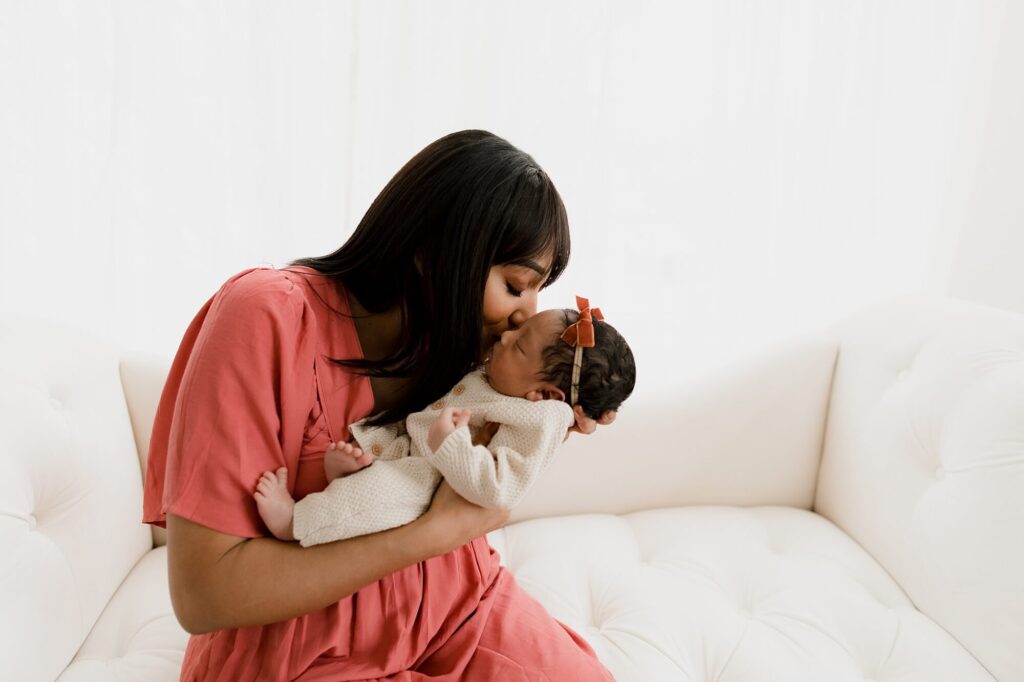 lifestyle newborn family photo session in Puyallup, WA at Christina Mae Photography studio