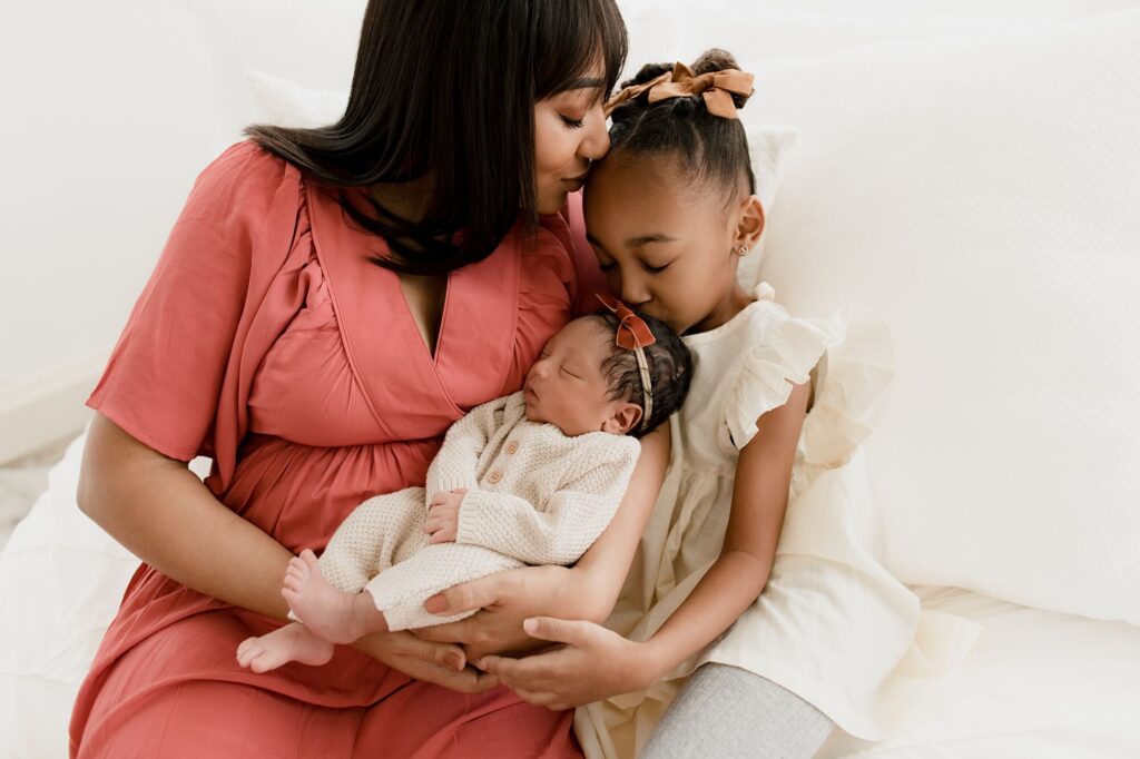 lifestyle newborn family photo session in Puyallup, WA at Christina Mae Photography studio