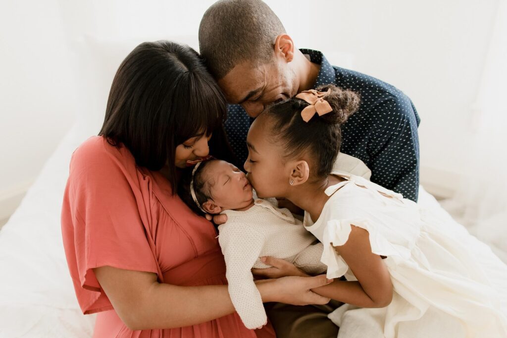 lifestyle newborn family photo session in Puyallup, WA at Christina Mae Photography studio