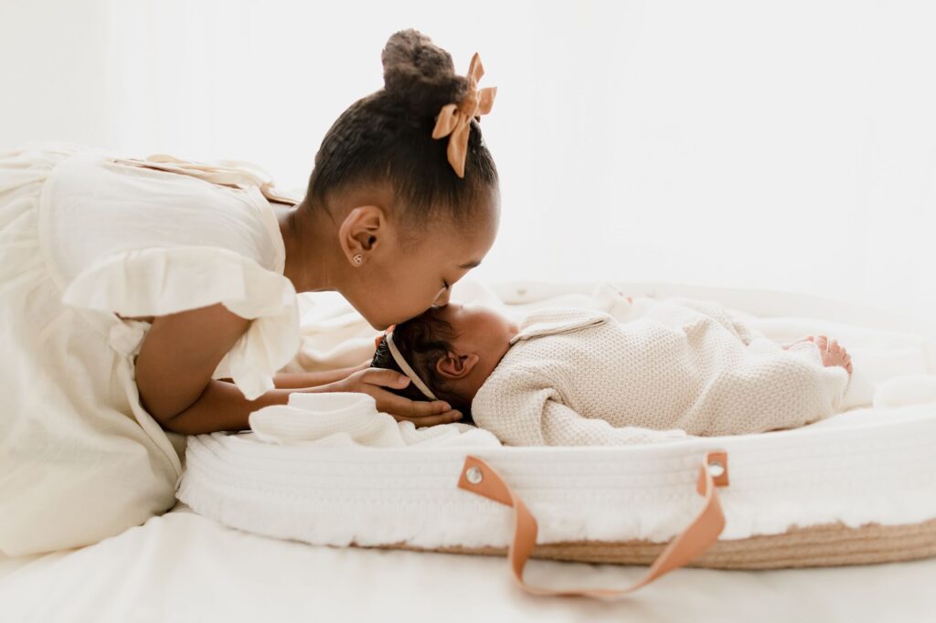 lifestyle newborn family photo session in Puyallup, WA at Christina Mae Photography studio