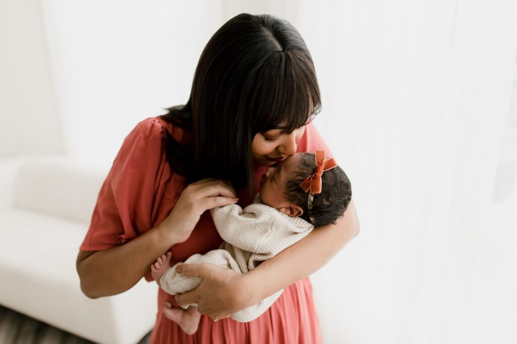 lifestyle newborn family photo session in Puyallup, WA at Christina Mae Photography studio