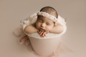 simple classic newborn portraits in Puyallup photography studio