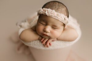 simple classic newborn portraits in Puyallup photography studio