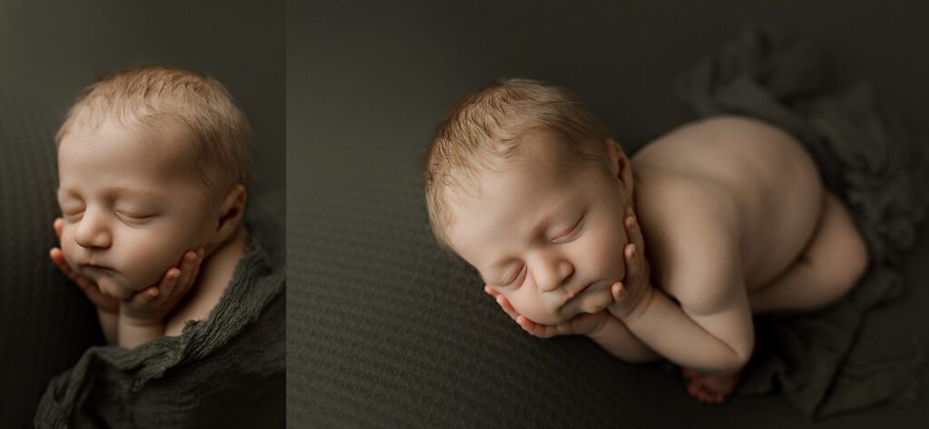 Sleeping newborn posed in studio Tacoma WA
