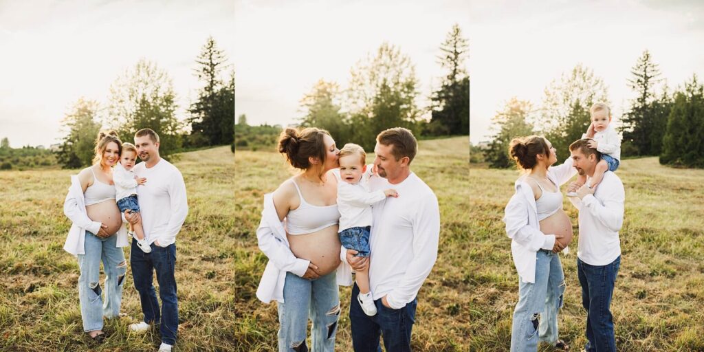 Seattle area maternity photographer capturing sunset maternity session in Kent WA