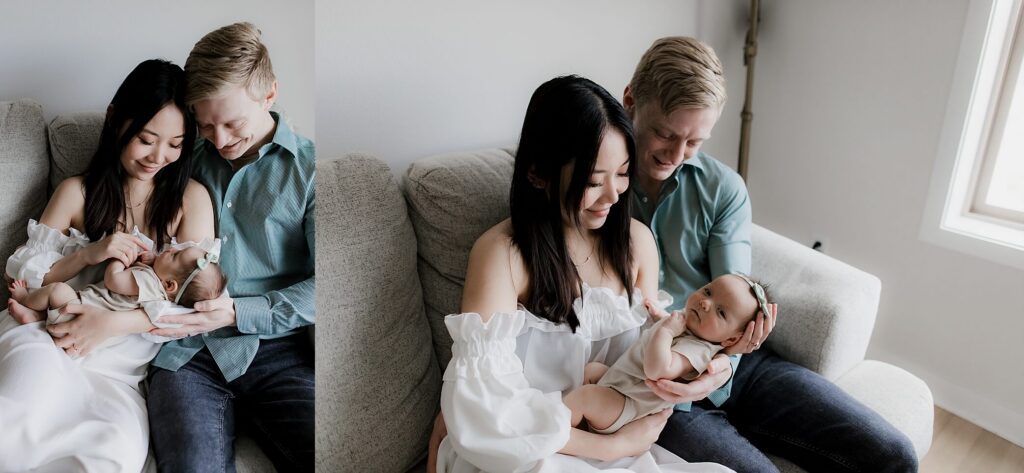Family connection moment during Seattle in-home newborn session