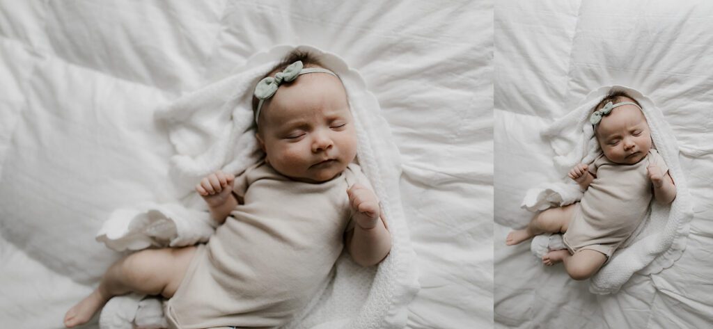 neutral baby girl photos for in home newborn session in seattle