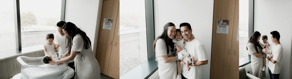Hospital room setting with natural light during a Seattle Fresh 48 newborn session