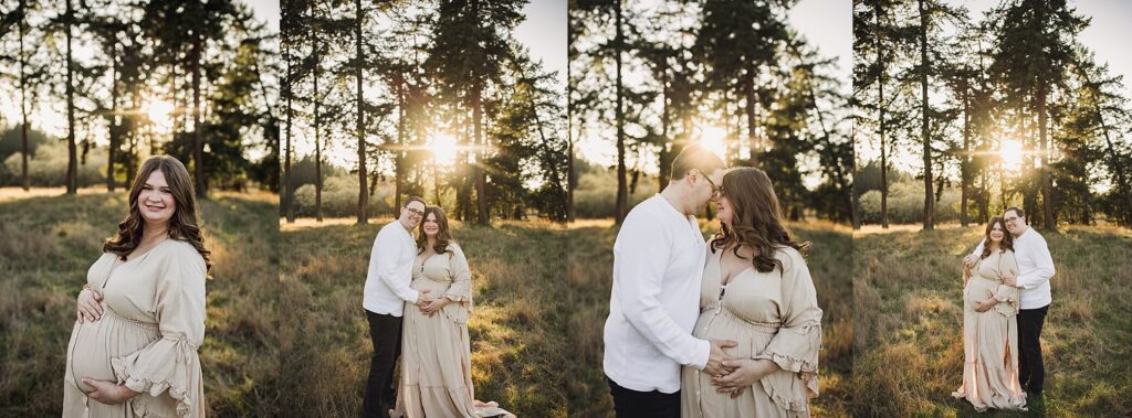 Family maternity photography session in Tacoma at sunset
