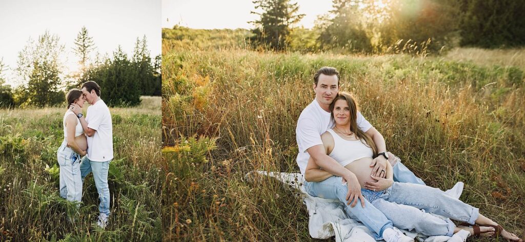 sunset maternity photos casual